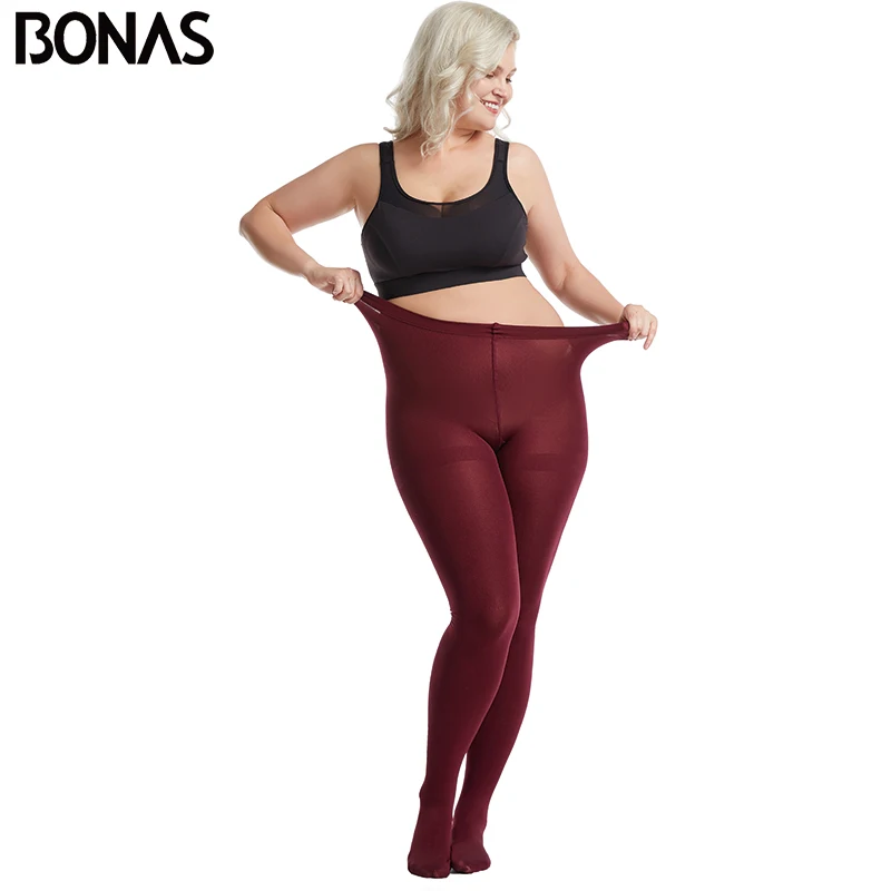 BONAS Thick Tights Velvet Pantyhose Women Autumn Winter Tights Female High Elastic Waist Warm Plus Size Pantyhose Warm Leggins