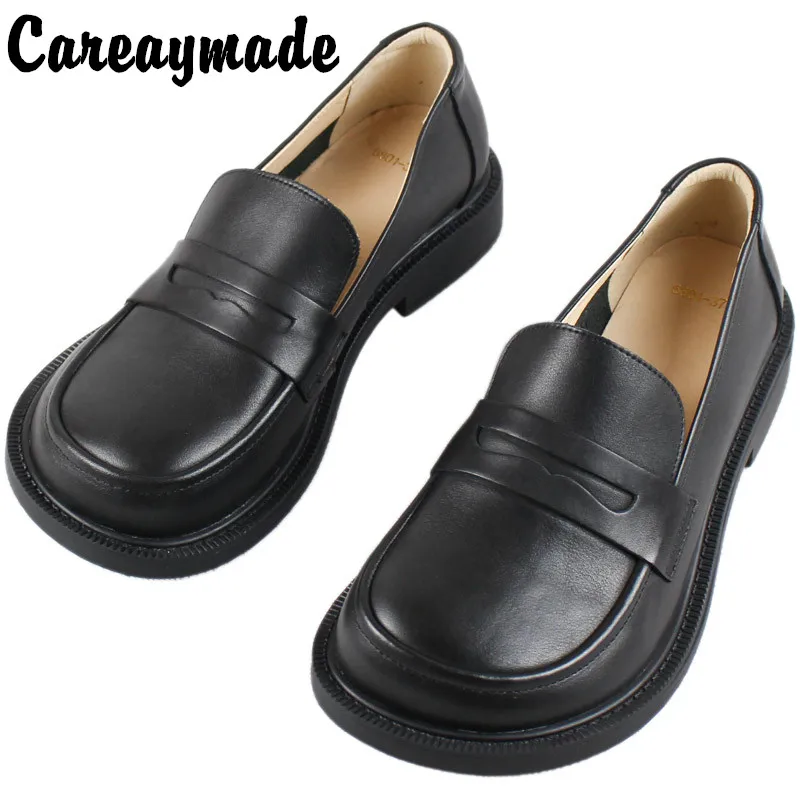 

Careaymade-The top layer of cow leather British shoes women's loose big head shoes comfortable soft leather handmade shoes