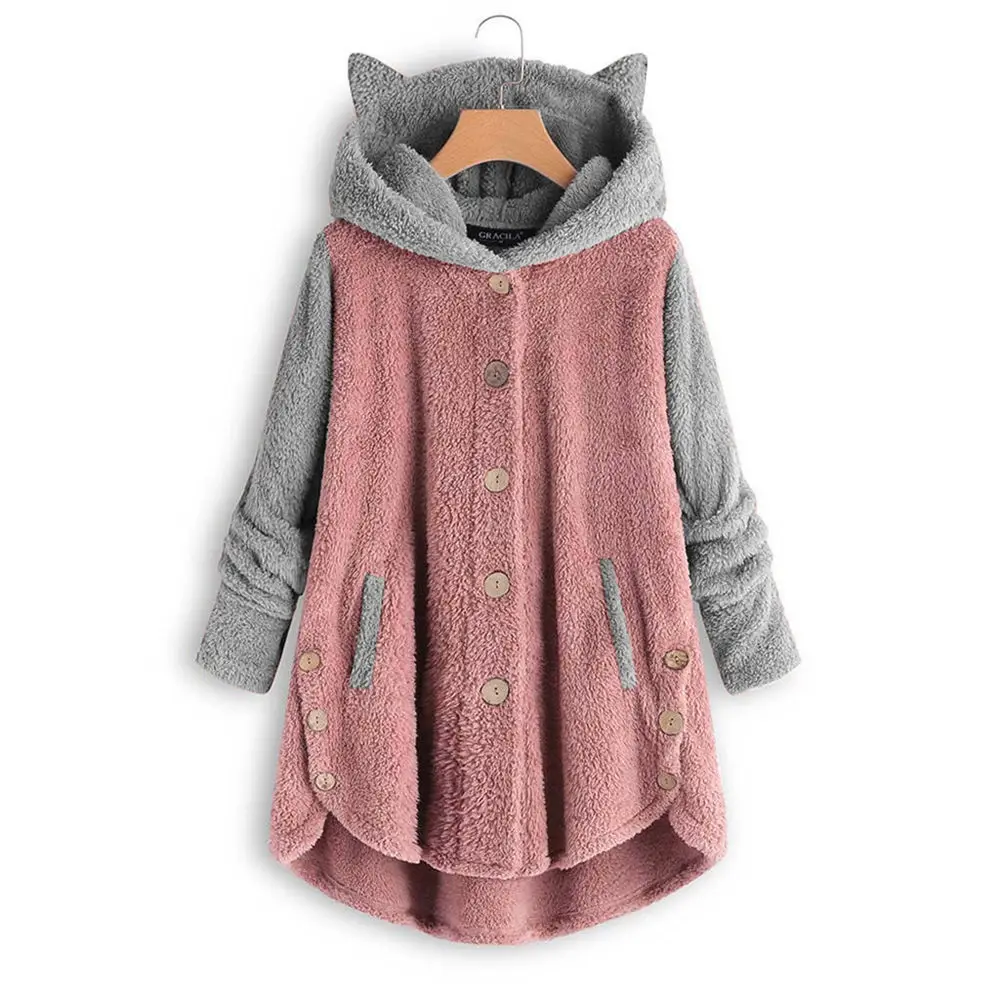 Winter Sherpa Fleece Sweater Women Oversized Teddy Cute Ear Cardigan Plus Size 5XL Autumn Warm Tops Loose Fuzzy Sweaters