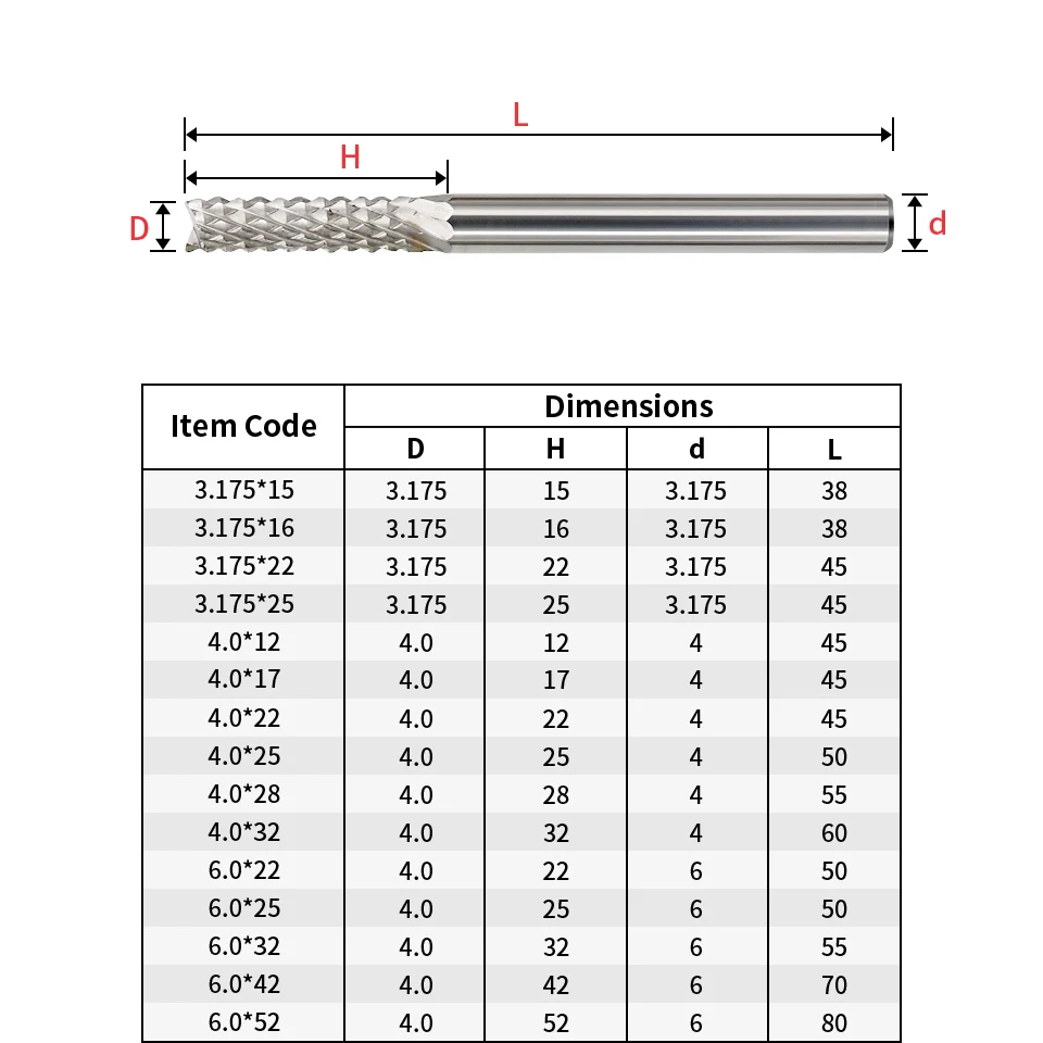 VACK Pcb Carbide Tungsten Corn Milling Cutters End Mill Router Bits Wood Cutter CNC Engraving Machine Tools 3.175mm 4mm 6mm 8mm