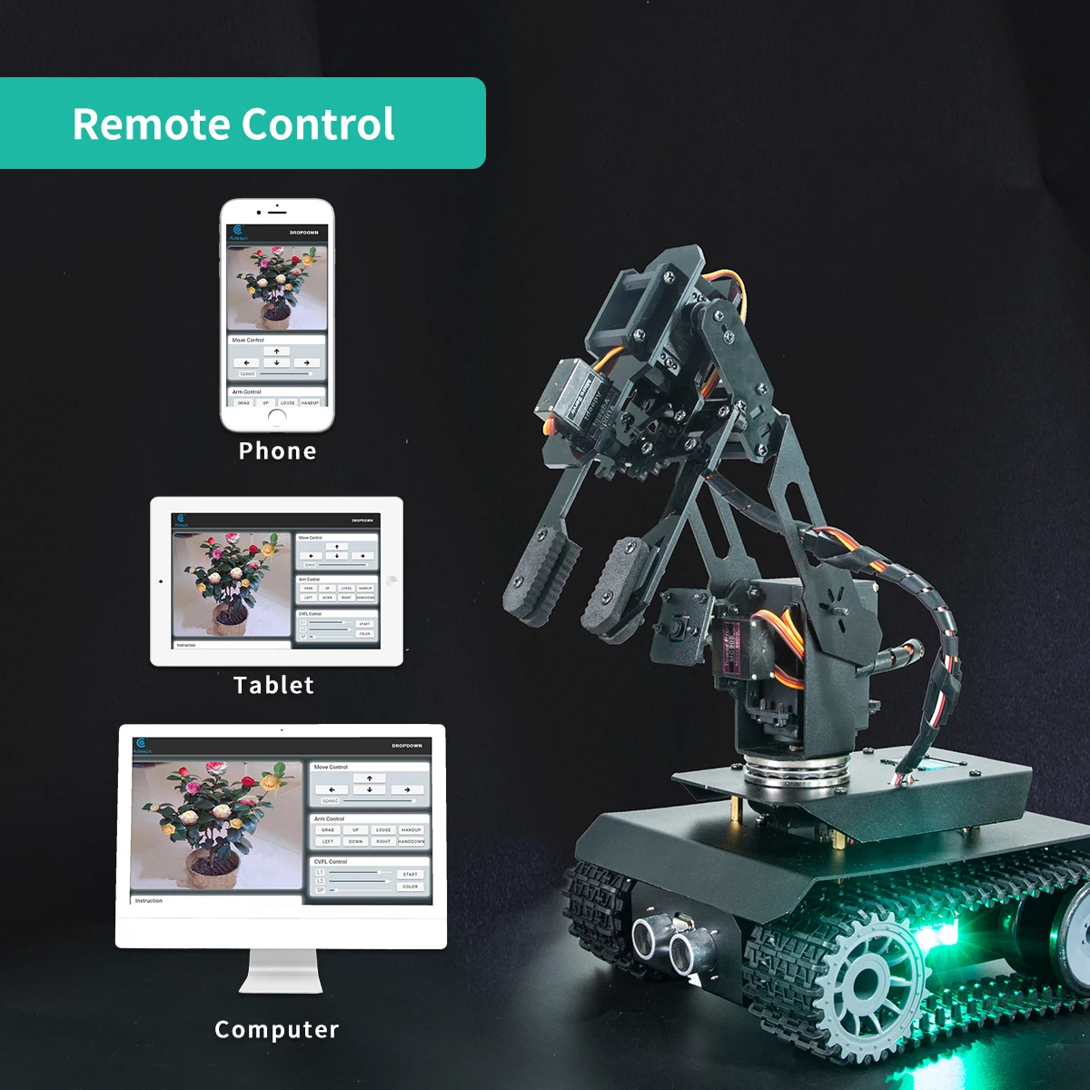 Adeept RaspTank Pro Smart Robot Car for Raspberry Pi , DIY Programmable Electronics Robotic Kit(Raspberry Pi Board NOT Included)