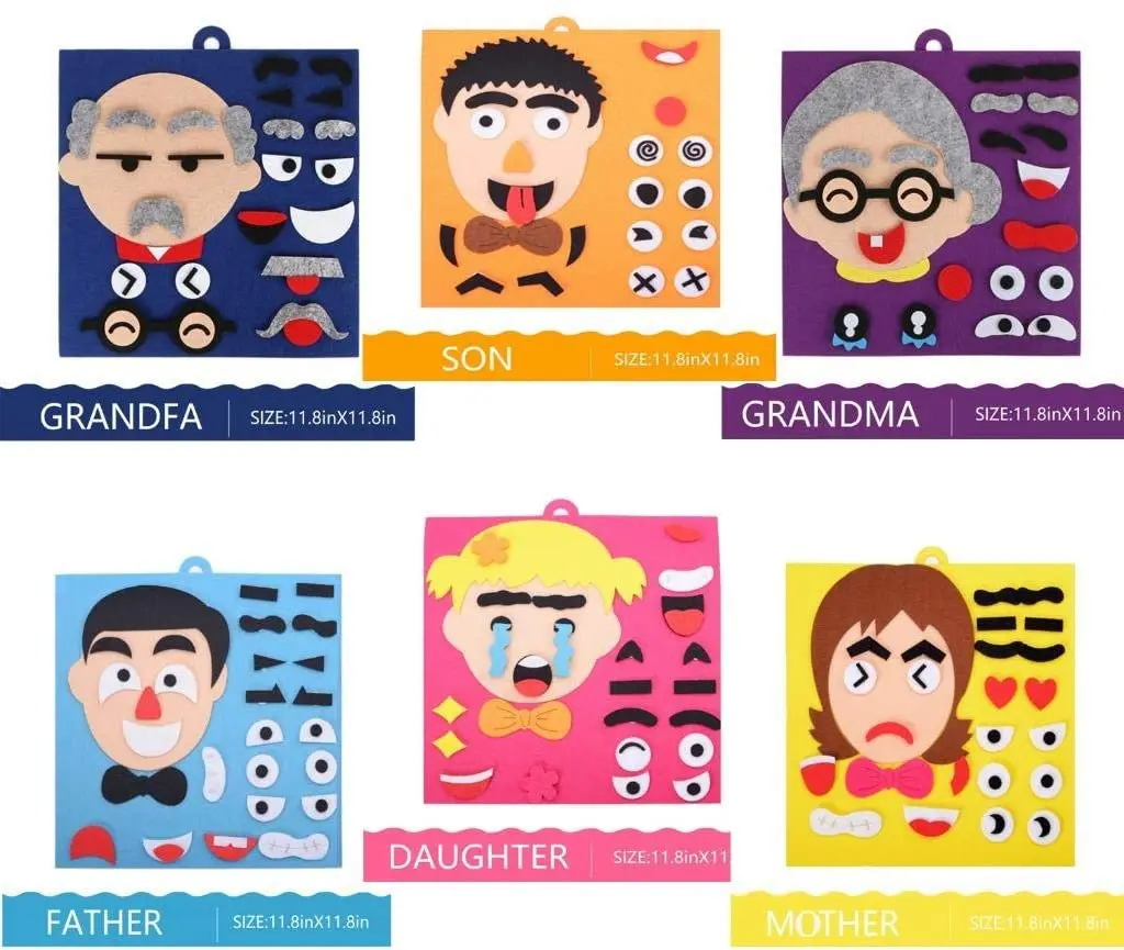 Giocattoli fai da te Adesivi per il cambiamento delle emozioni Giocattoli puzzle Espressione facciale creativa Giocattolo educativo per bambini per bambini che imparano Set divertente YJN