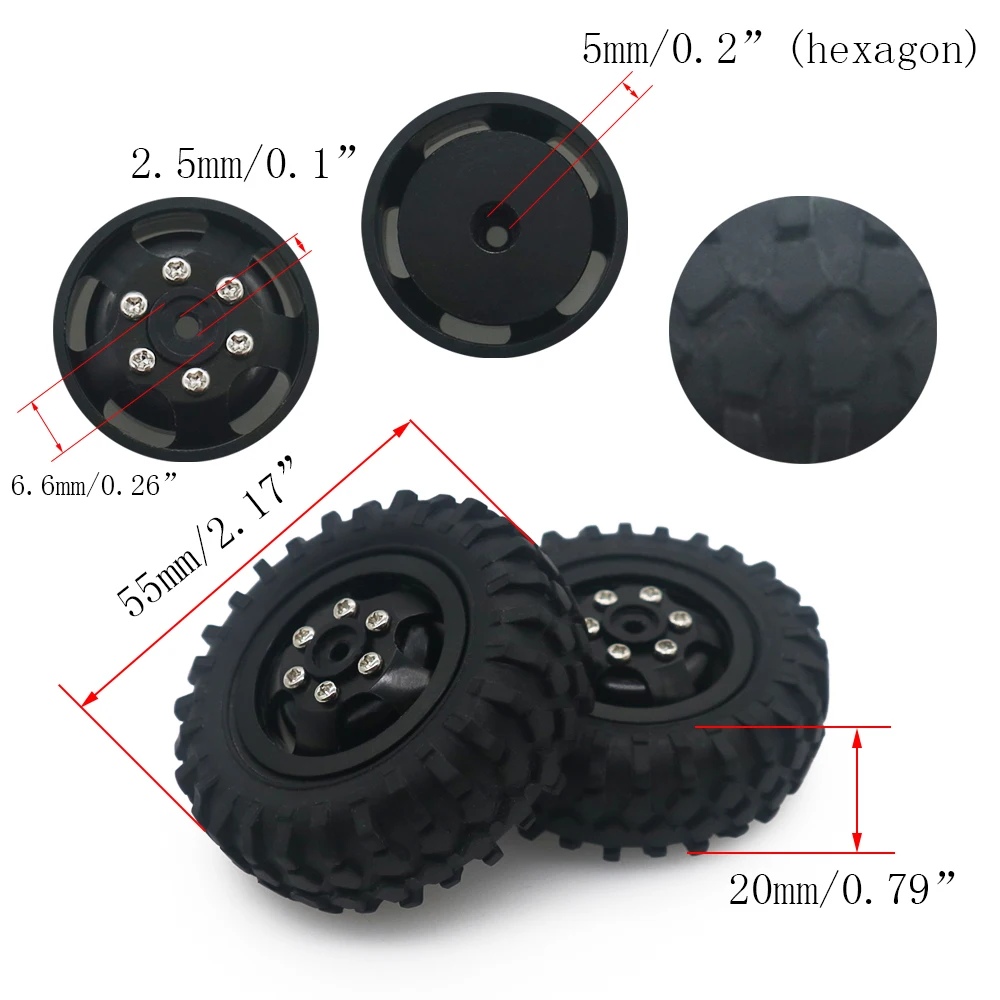 2pcs/set alloy 55mm rim wheel for rc hobby model car 1-10 WPL D12 drift truck upgraded part