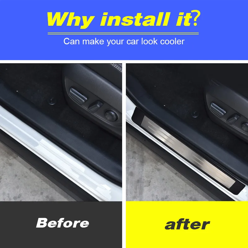 غطاء ألواح واقية من الفولاذ المقاوم للصدأ لتزيين عتبة باب السيارة لـ Toyota RAV4 2020 2021 2022