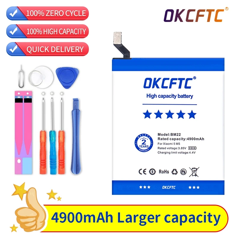 

OKCFTC New 4900mAh BM22 Battery High quality for Xiaomi Mi5 Battery 5 M5 MI 5