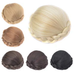 Soowee 6 Farben Haarteile Geflochtene Chignon Blonde Gefälschte Haar Brötchen Clip Donut Bun Abdeckung Haar Stück für Frauen Scrunchy