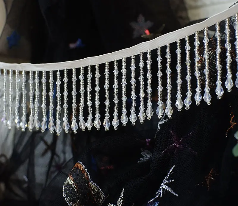 White beaded tassel lace accessories DIY dress skirt curtain clothing home textile mosaic decorative lace