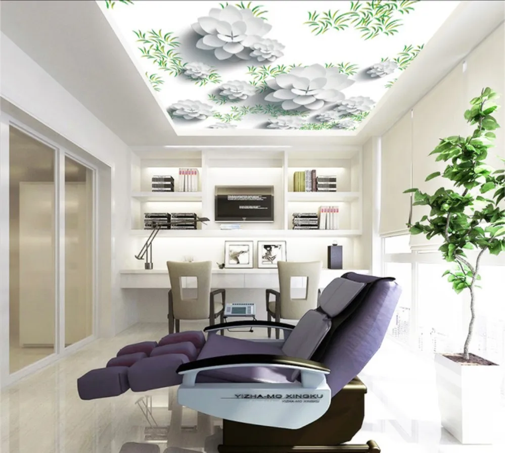 Photo Wallpaper Living Room Bedroom KTV Ceiling Murals Wallpaper Fresh three-dimensional flower 3D ceiling mural