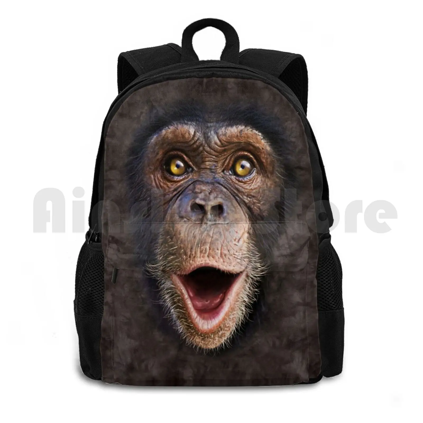 Cute Animal Happy Chimp-Monkey Face Gift Outdoor Hiking Backpack Waterproof Camping Travel Cute Animal Happy Chimp Monkey Face