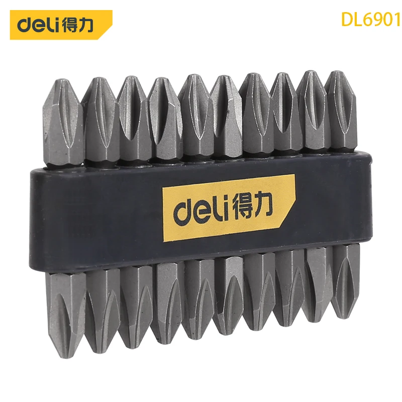 Deli DL6901 Specification: PH2X50 6.3mm Series Screwdriver Bits 10-Piece Set S2 Alloy Steel Material Bit With Strong Magnetism