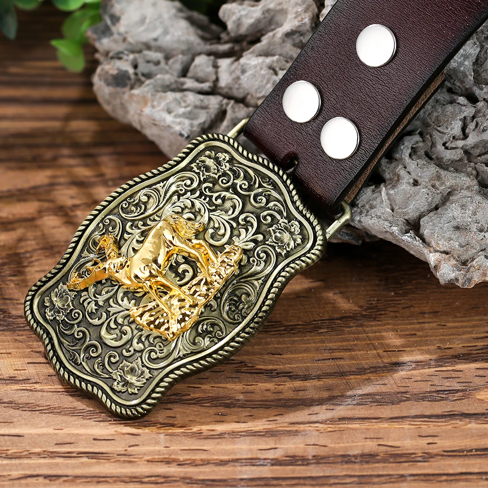 

Western cowboy zinc alloy two-tone deer leather with jeans belt gift item