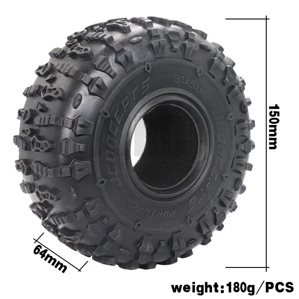 4pcs 2.2 Inch Jconcepts Rubber Tyre 2.2 Wheel Tires 150x64mm For 1/10 Rc Crawler Wraith Rr10 Scx10 Wrangler 2.2 Wheel