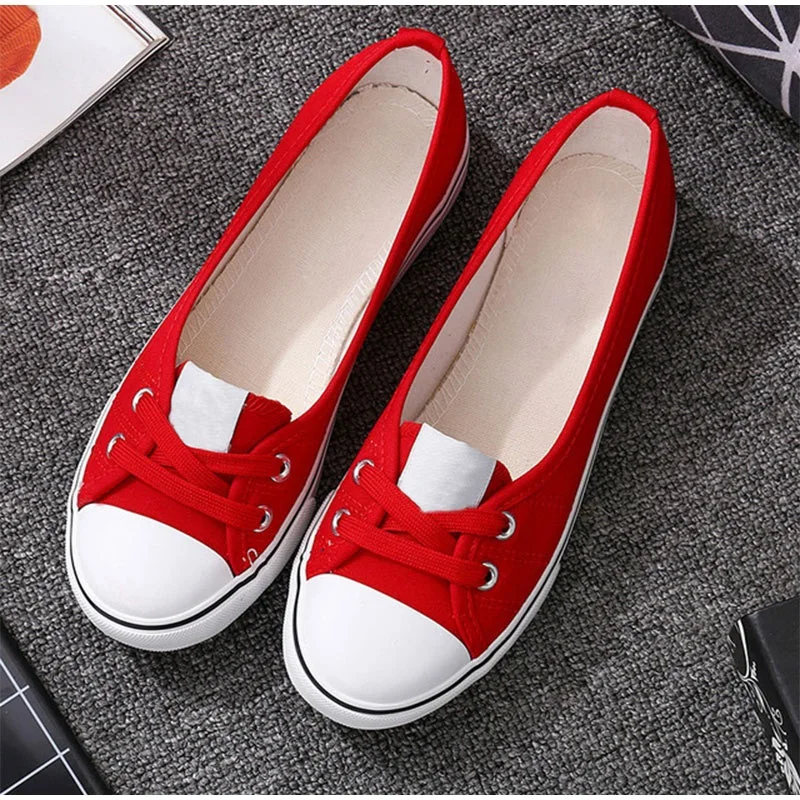 Women Casual Flats Lace up Shallow Shoes Autumn 2021 Fashion Comfortable Female Canvas Loafers Vulcanized Shoes Ladies Footwear