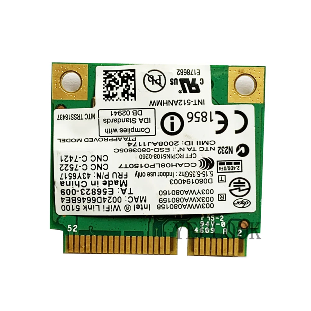 بطاقة واي فاي أنهو همو ، Mbps ، Mini PCIe ، بطاقة شبكة WLAN لـ Lenovo SL410 ، SL510 ، X100e ، X120e ، T400s ، T410s ، U150 ، U160 ، U350 ، U450