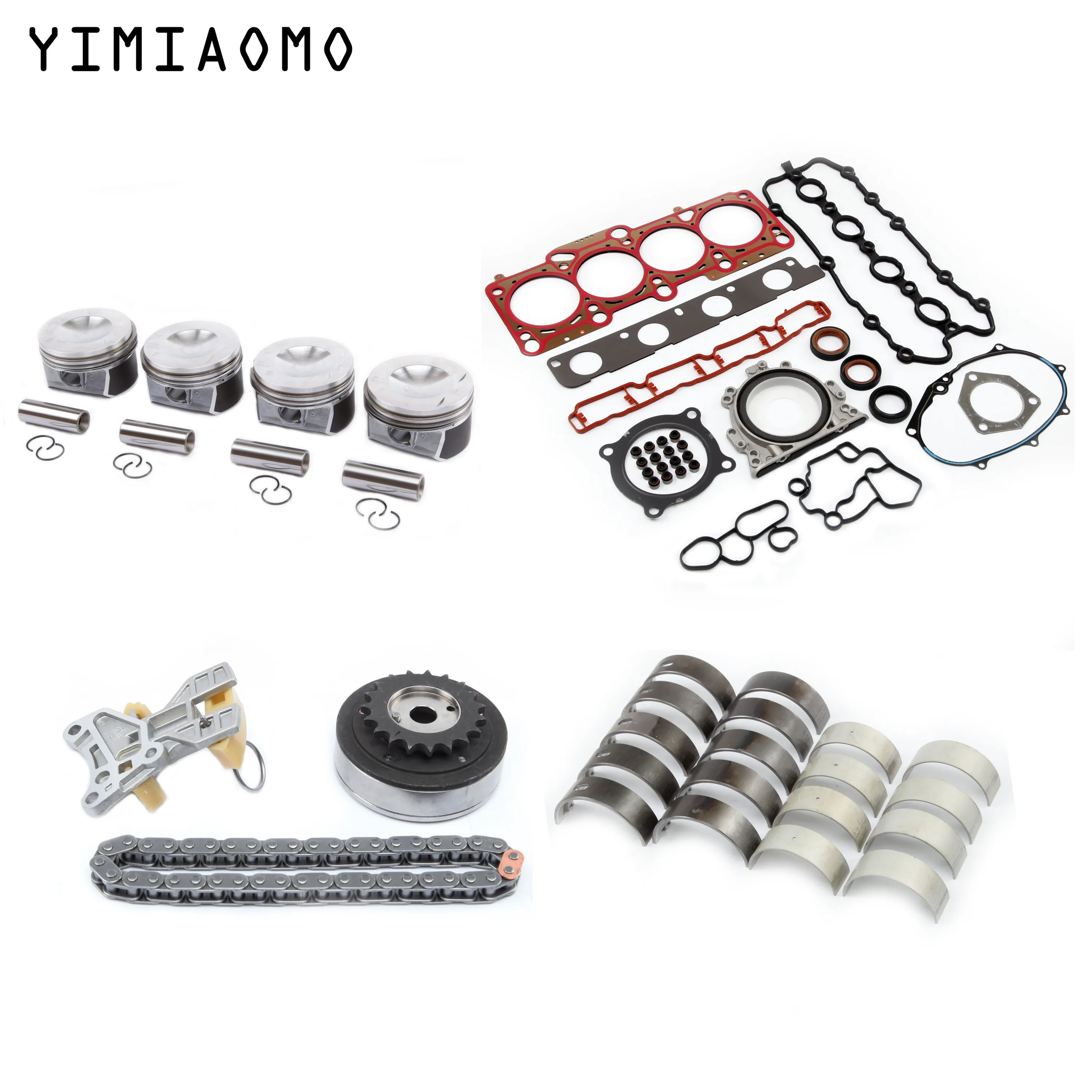 

06D 107 066 C Engine Rebuild Overhaul Set STD 82.5mm Piston & Piston Rings Timing Chain For VW Golf Audi A3 A4 TT 06F109088J