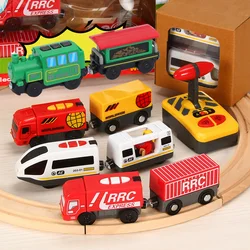 RC Electric Train Set Remote Control Locomotive Magnetic Train Diecast Slot Toy Fit for Wooden Train Railway Track Toys