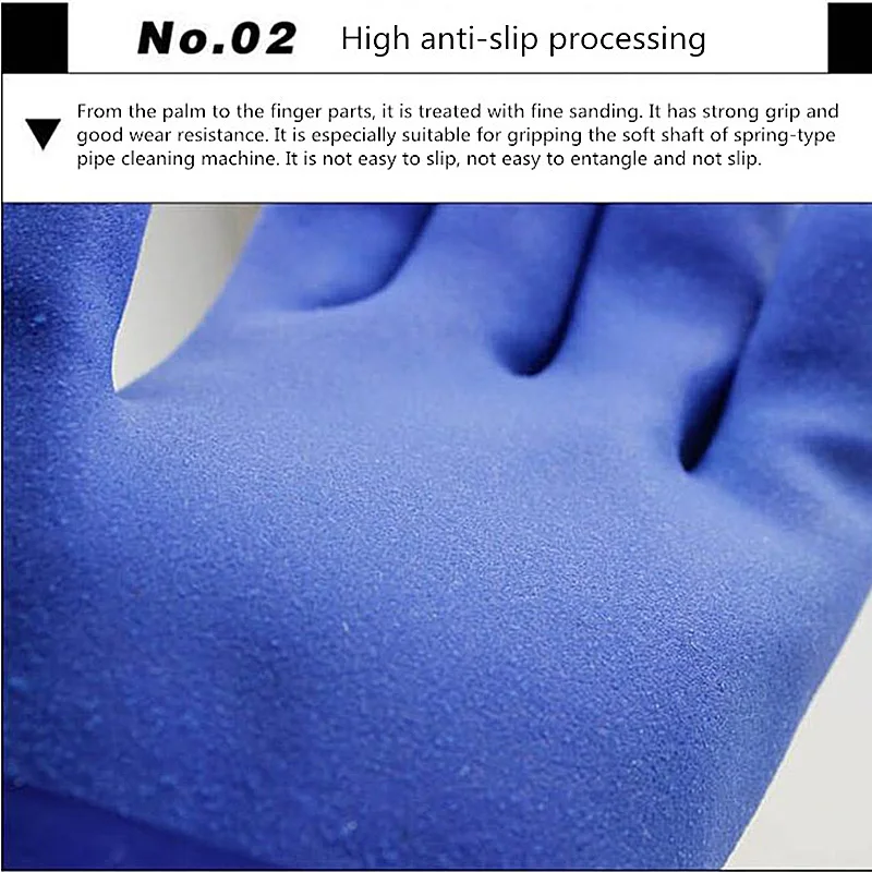 Luvas de trabalho alongadas NMsafety, PVC, prova química, impermeável, Oilproof, azul, 26cm