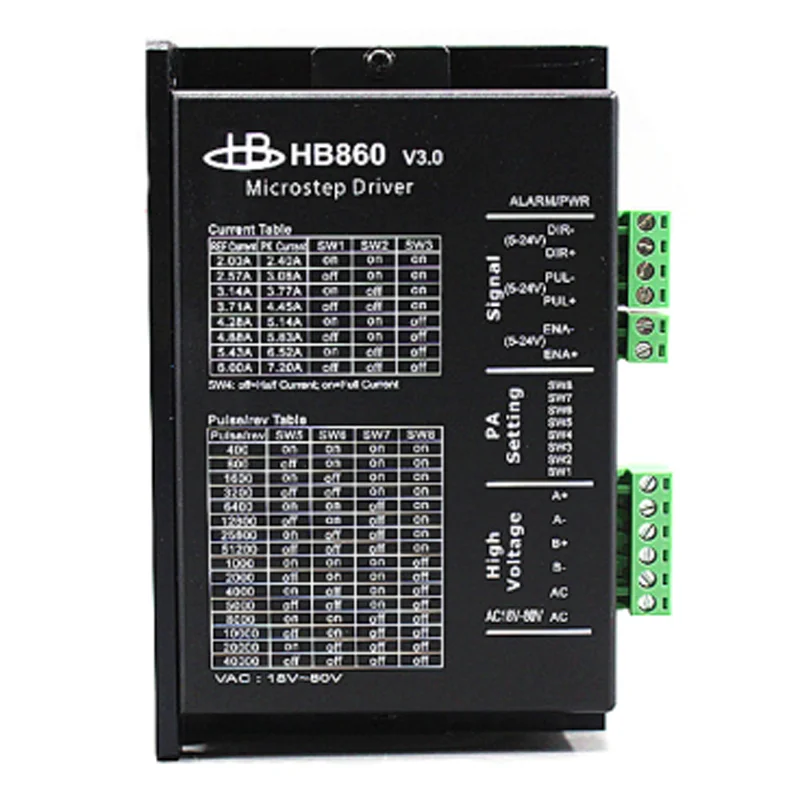 

Digital 2-phase 86 stepper motor driver HB860 with cooling fan 256 subdivision DC24V~110VDC or AC18V-80V