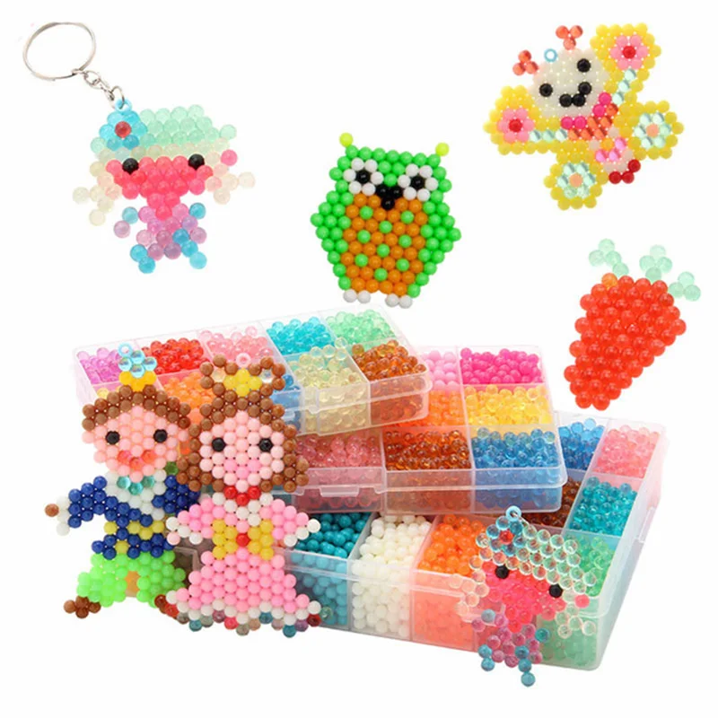 6000pcs 24color 3D puzzle Beads Crystal Color DIY 5mm diy toy Beads Water Spray Set Ball Games Handmade Magic Toy for Children