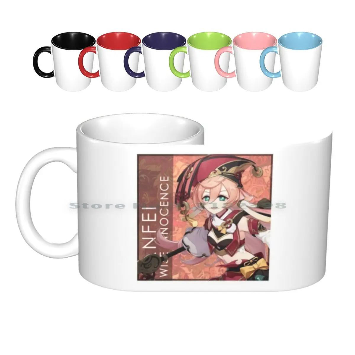 Керамические кружки Yanfei Genshin Impact, кофейные чашки, кружка для молока и чая Genshin Impact Yanfei Pyro Yanfei