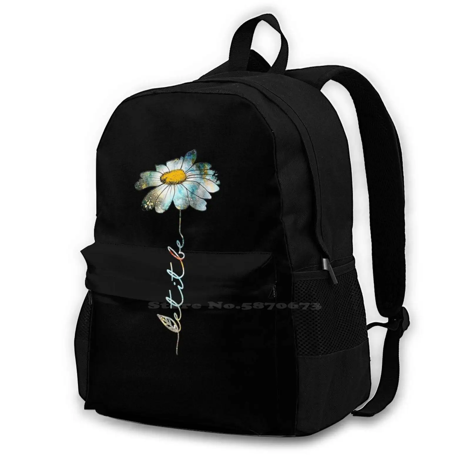 Mochila de grande capacidade para crianças, Flower Tees, Flor hippie, Sacos de viagem para laptop