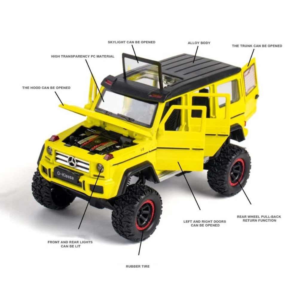 Modelo de coche de aleación 1:32, simulación de motor, Interior, tirar hacia atrás, siete puertas que se pueden abrir, a prueba de golpes, efecto de sonido y luz, juguetes para niños