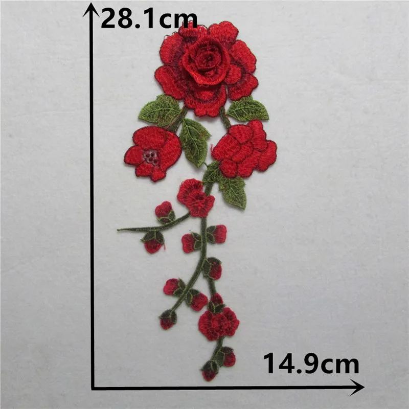 3D Red rose Hollow out flower Laces for sewing Lace collar Application Embroidered Lace fabrics for dresses craft materials