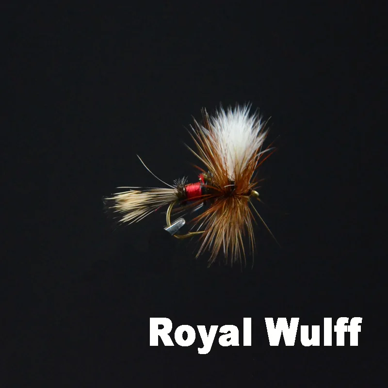 5pcs Grey Wulff/Royal Wulff Dry Flies Fly Fishing Lures 2styles Assorted 12# Artificial Fly Resembled Mayfiles Fooling Trout