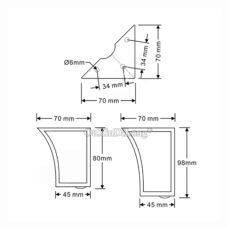 Patas de sofá para mobiliario, soportes de apoyo GF607 con patrón hueco dorado/Negro, 4 Uds.