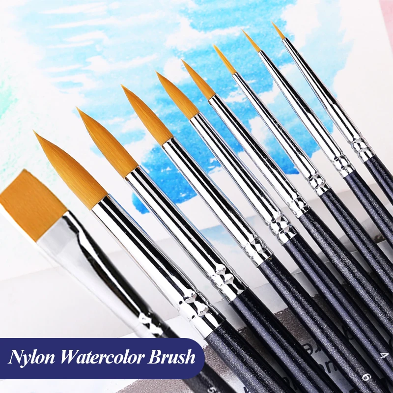 Skyists Nylon Watercolor Brush Comfortable Metal Toughness Elasticity For Gouache Painting Watercolor Design Acrylic Drawing