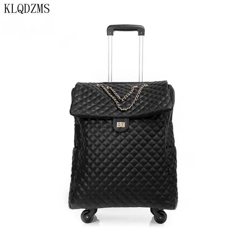 KLQDZMS Women  Classic Suitcases Travel Rolling With Wheels 18’’20 Inch Women Trolley Luggage Bag Fashion Style Travel Luggage