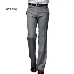 New Men Flared Boot Cut Trousers Business Casual British Style Office Slim Comfortable Classic Formal Bottom Black Suit Pants