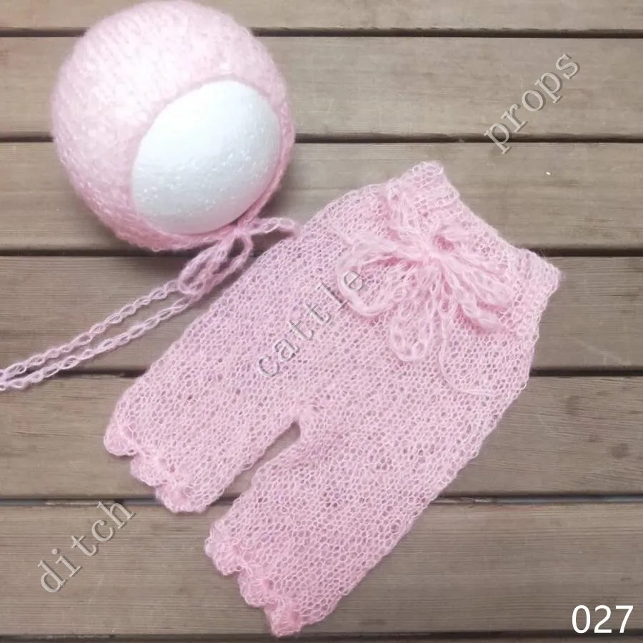 

Handcraft Baby Hand Knit Mohair Bonnet & Pants on Baby Shower Gift,Baby Photography Props