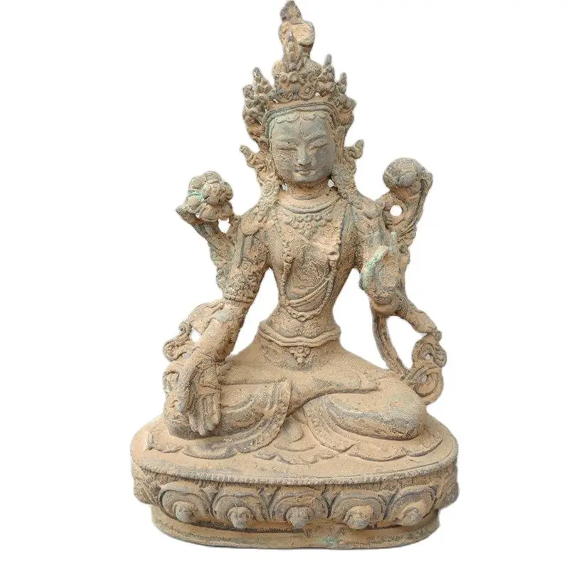 

China Old Bronze Ware Bronze-Green Tara Buddha From The Countryside 8inch