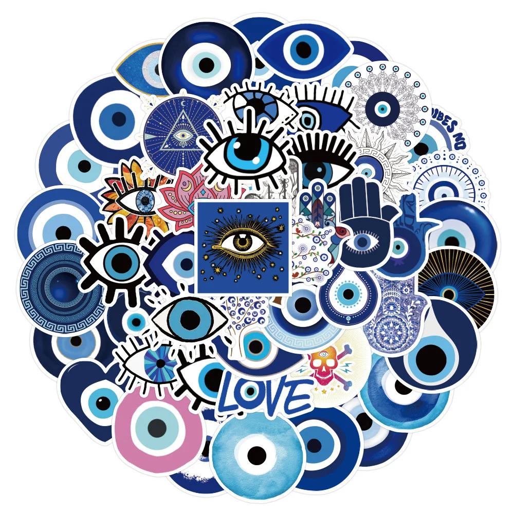 10/30/50pcs Cool Turkish Evil Eye Graffiti Stickers Aesthetic Cartoon Decals Kids Toy DIY Diary Laptop Luggage Phone Car Sticker