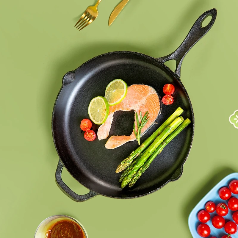 

Home Kitchen Cast Iron Durable Nonstick Frying Pan Ham Pancake Steak Egg Gas Induction Saucepan Panelas Cooking Pots Cookware