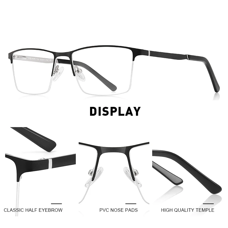 MERRYS DESIGN Men Prescription Glasses Fashion Myopia Prescription Eyeglasses Male Business Style Half Optical Glasses S2074PG