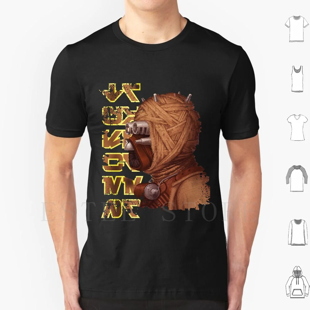 Tusken Raider T Shirt DIY Big Size 100% Cotton Tusken Raider Tusk Sand People Planet Dessert Arid Vintage Galaxy Creature Head