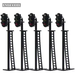 JTD04 5pcs Model Railway 1:87 3-Light Block Signals Green/Yellow/Red Traffic Signal Lights HO Scale 6.5cm 12V Led New