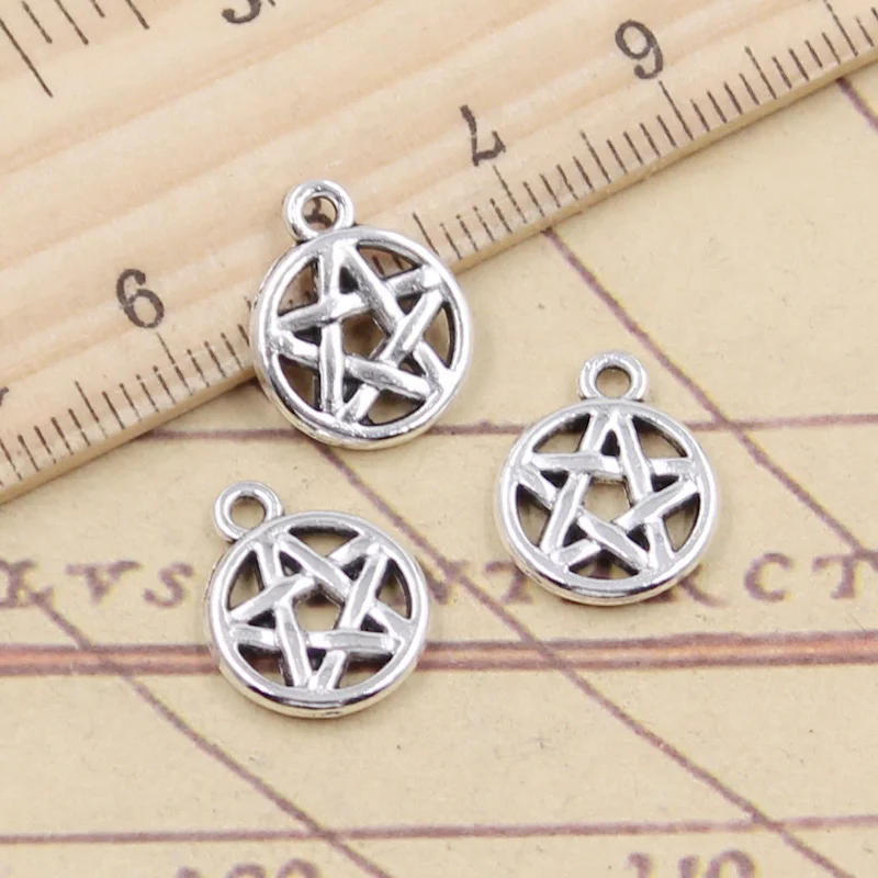 20pcs Charms Star Pentagram 15x12mm Tibetan Bronze Silver Color Pendants Antique Jewelry Making DIY Handmade Craft