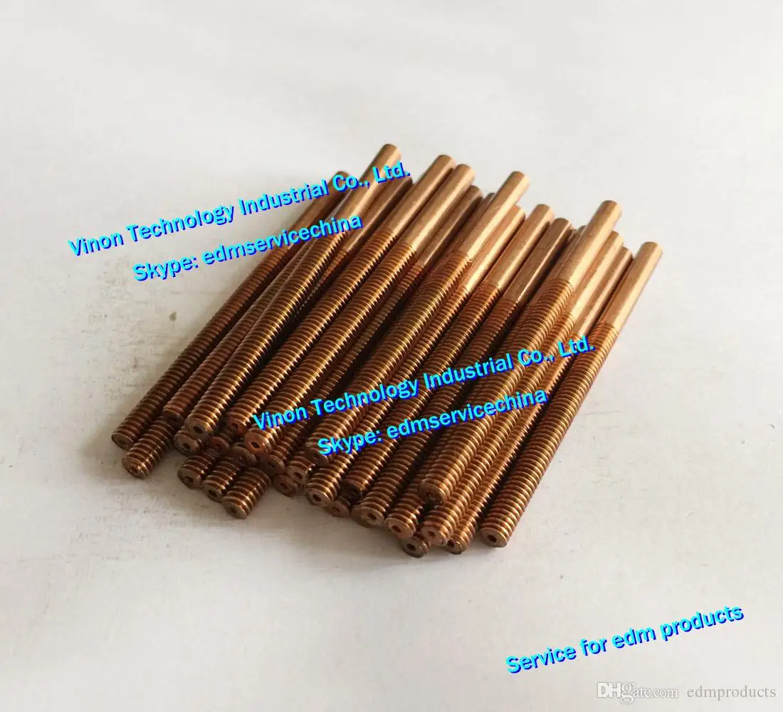 (5pcs/lot) M6*1.0*35*60mm Metric Copper Orbital Tapping Electrode with flushing hole for edm copper thread electrode M6