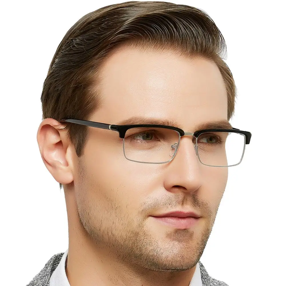 비즈니스 독서 안경 남자 괴상한 처방 안경 남자 금속 맞춤형 광학 안경 프레임 레트로 돋보기 노안
