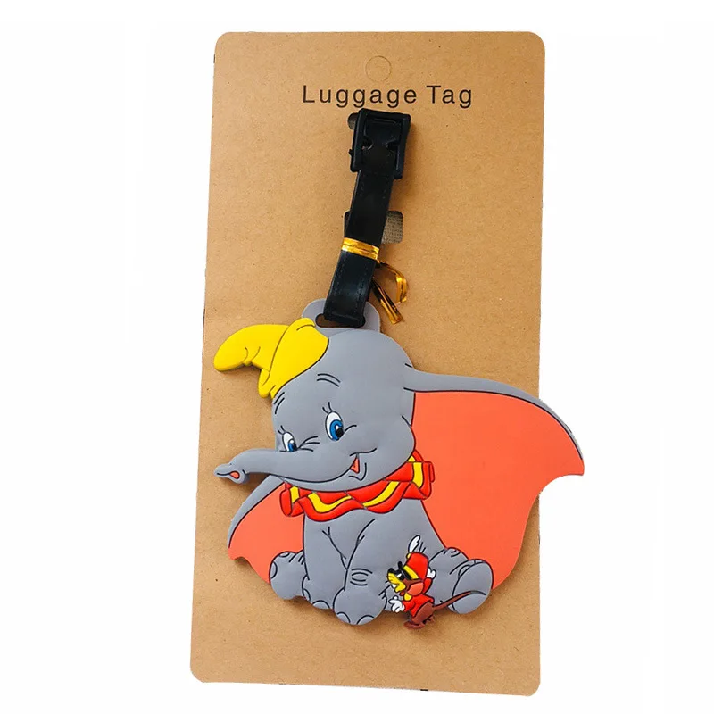 Disney Dumbo New Cartoon Elephant Luggage Tags Silicon Name ID Travel Suitcase Handbag Tag Accessories Portable Label Gift