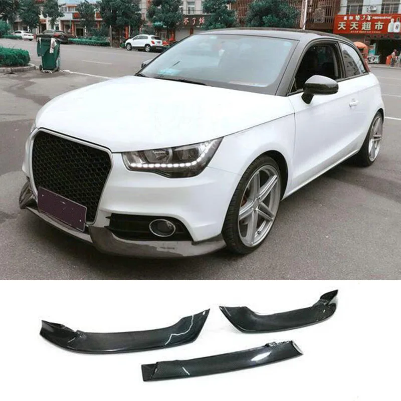 3Pcs/Set A1 Standard Bumper 2Door Real Carbon Fiber Front Lip Spoiler Splitter Diffuser for Audi 2010-2014 Car Accessories