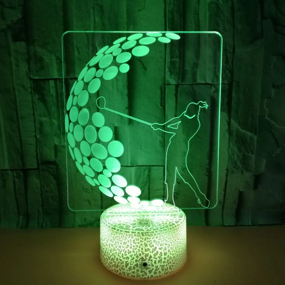 7 Colors Changing 3D Golfer Modelling LED Table Lamp Bedroom LED Vision Night Light USB Baby Sleep Lighting Golf Enthusiast Gift