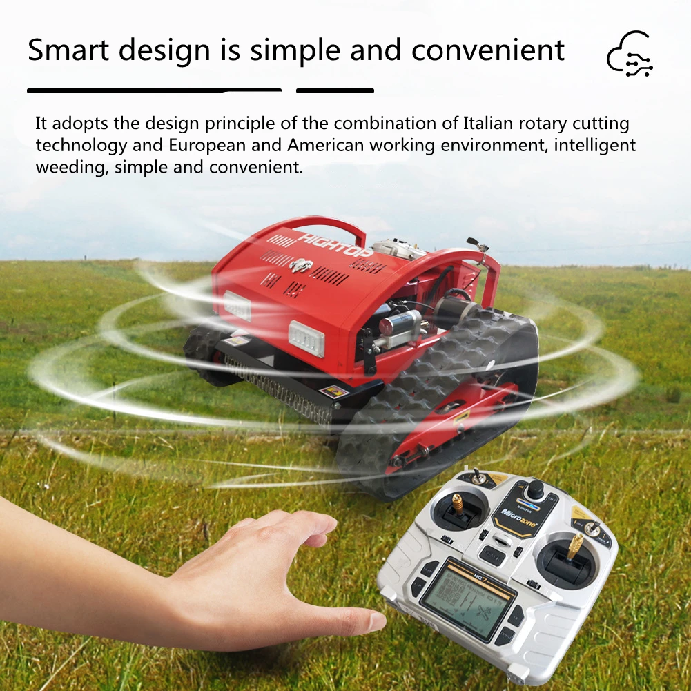 Garden Management Lawn Mower Small Remote Control Crawler Land Reclamation Weeding Machine Gasoline Power Planting Lawn Mower