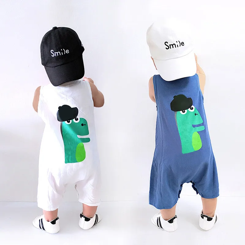 

Boy Girl Baby Romper Summer Cartoon Crawling Clothes Infant Toddler Dinosaur Suspender Pants Kids Rompers 0-24M Newborn Jumpsuit