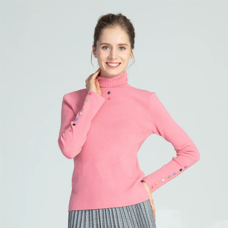 Marwin Neue-Kommende Winter Solide Regenbogen Taste High Street Stil Rollkragen Frauen Pullover Weichen Warme Weibliche Gestrickte Pullover