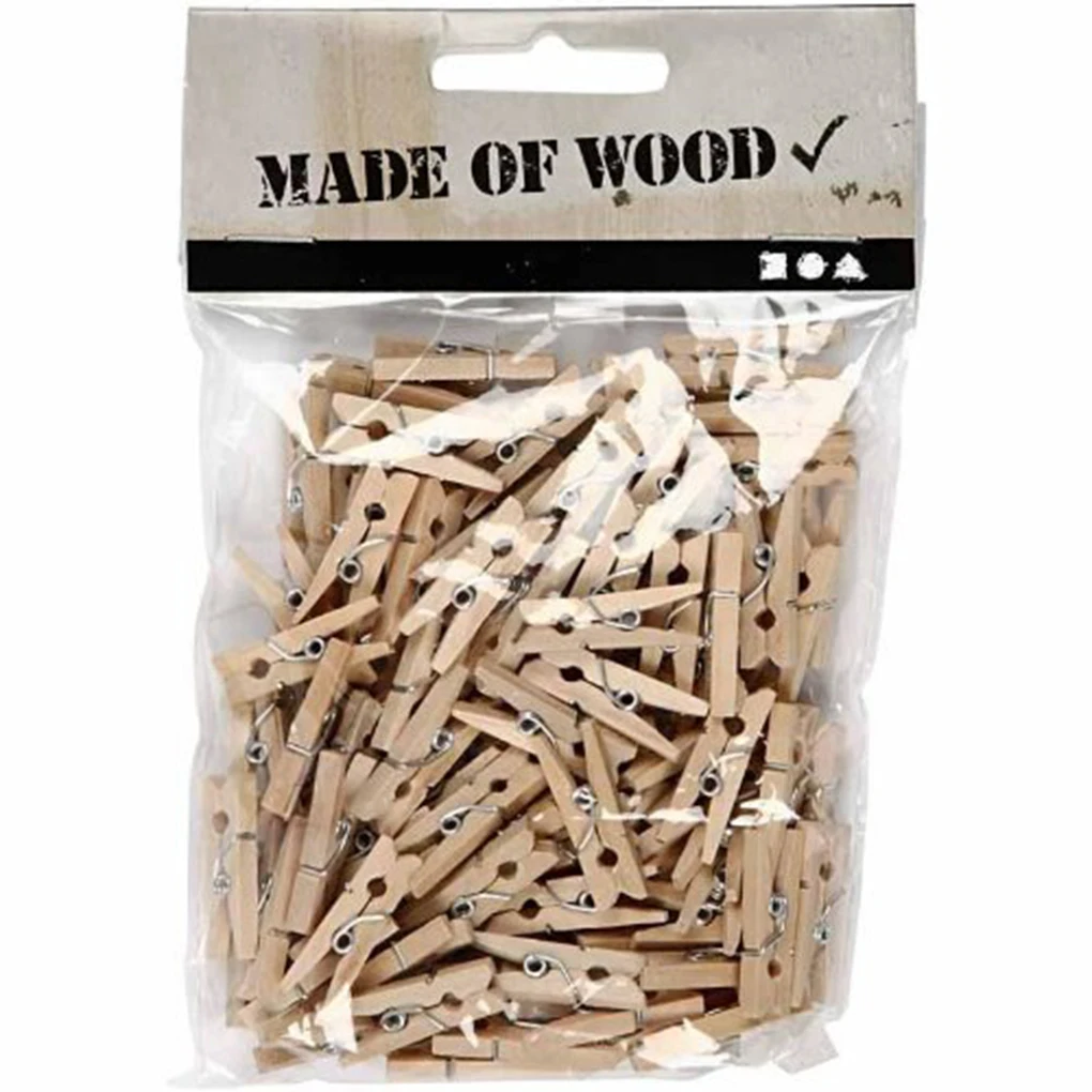 100 PCS Wholesale Very Small Size 25mm Mini Natural Wooden Clips For Photo Clips Clothespin Craft Decoration Clips Pegs