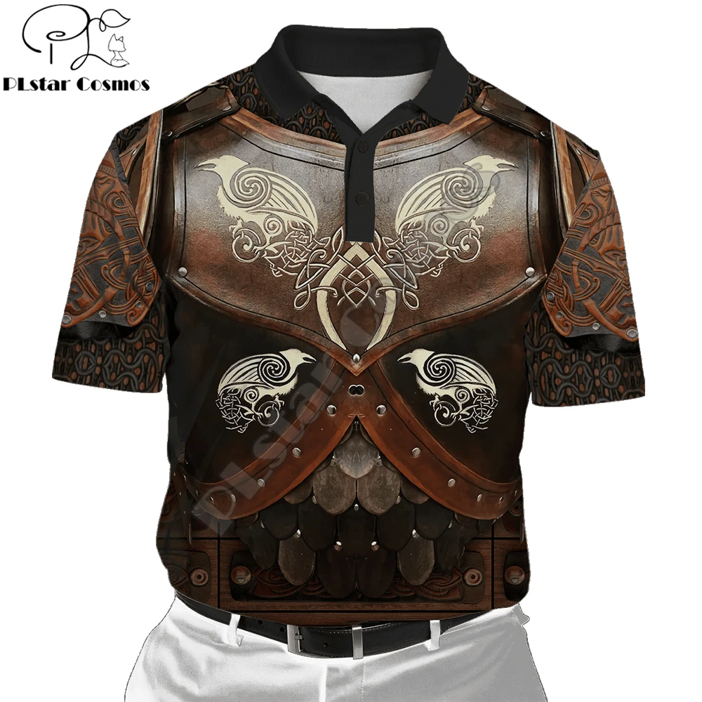 

Viking Warrior Chain Armor 3D All Over Printed Mens Polo Shirt Summer Short Sleeve turn down collar t-shirt Casual tops POL-14